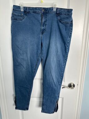 Women’s Blue Stretch Jeggings with Ankle Zippers